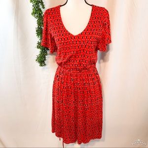 Loft Red White and Blue Knit Summer Dress Medium